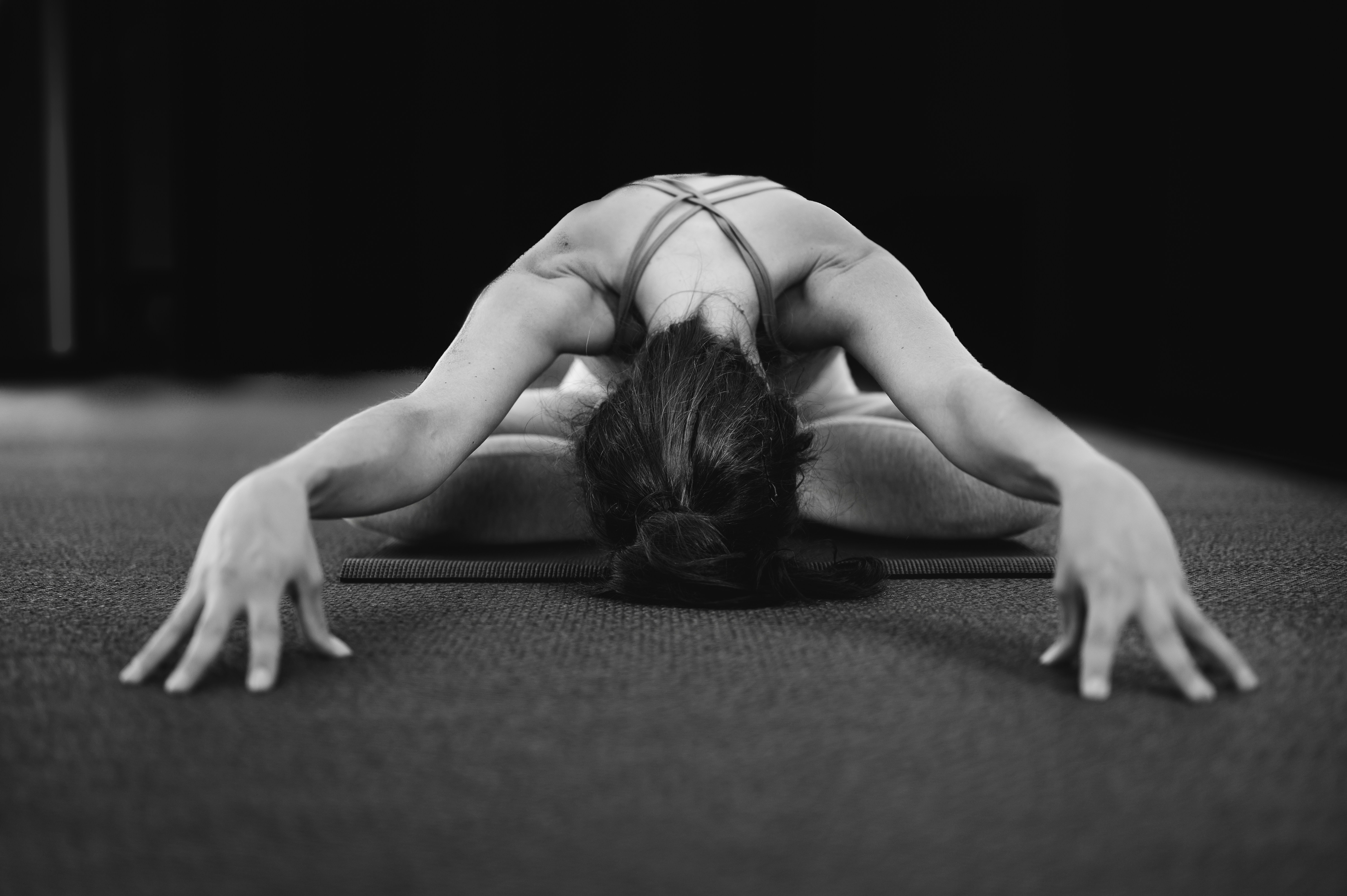 Meditation in a softly lit studio